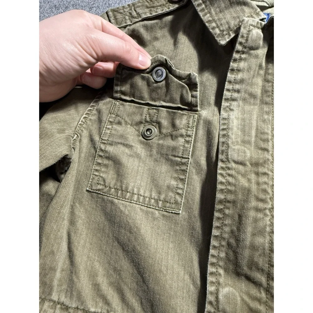 Polo Ralph Lauren Boys Kids Green Cotton Patch Field Coat Jacket Size 7 Military
